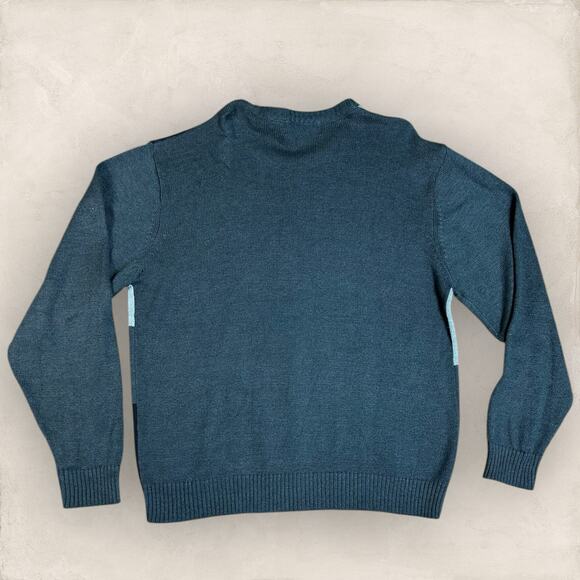 Oscar De La Renta Grandpa Sweater Men XXL Gray Black Colorblock Acrylic Blend - Picture 3 of 3